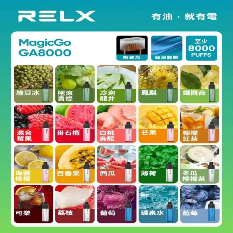 RELX GA8000 悅刻一次性電子煙|8000口免充電、陶瓷芯